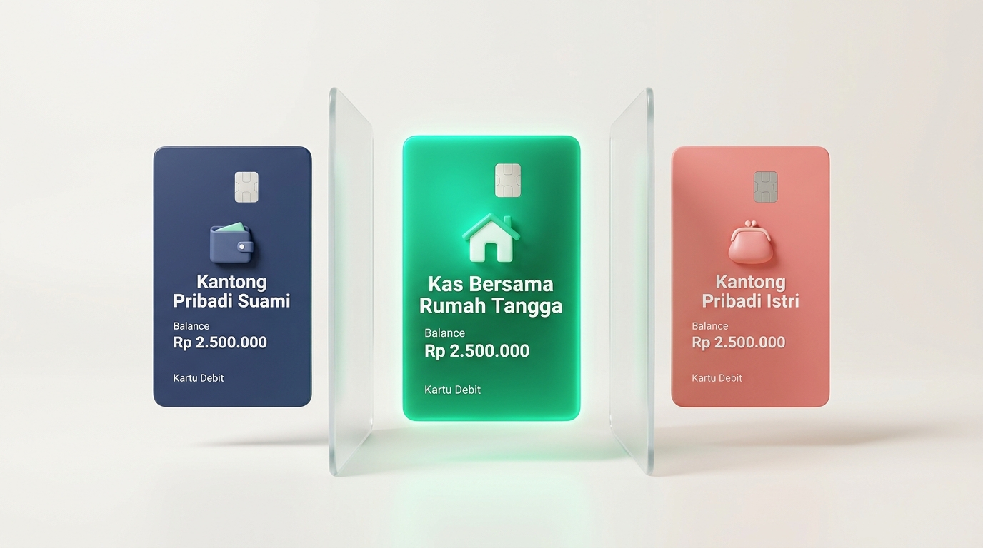Konsep 3 Kantong Transparan SakuBerdua: Kantong Pribadi Suami, Kas Bersama Rumah Tangga, Kantong Pribadi Istri